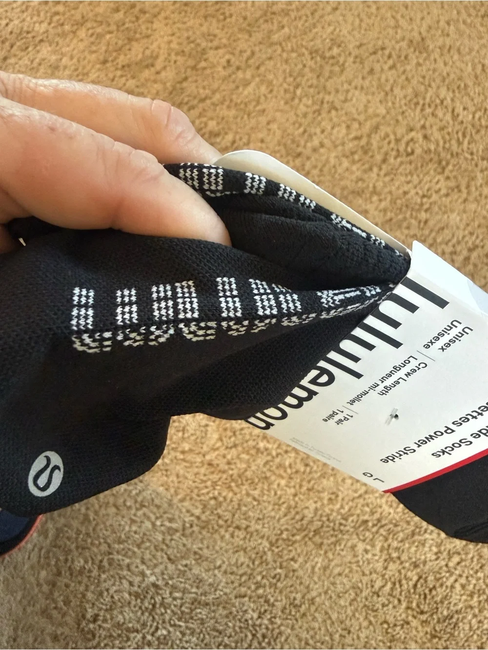 Power Stride Crew Socks - Black